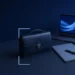 Illustration: a briefcase, contract folder with pen, laptop and ring light on a desk, for a Mercor review