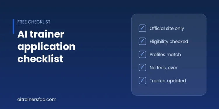 Title card for the AI trainer application checklist with five ticked checks