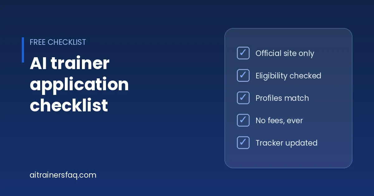 Title card for the AI trainer application checklist with five ticked checks