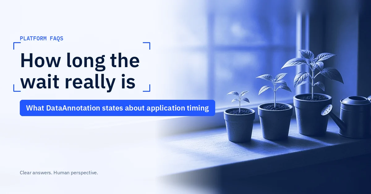 Title card for the guide on what DataAnnotation actually states about its application wait time